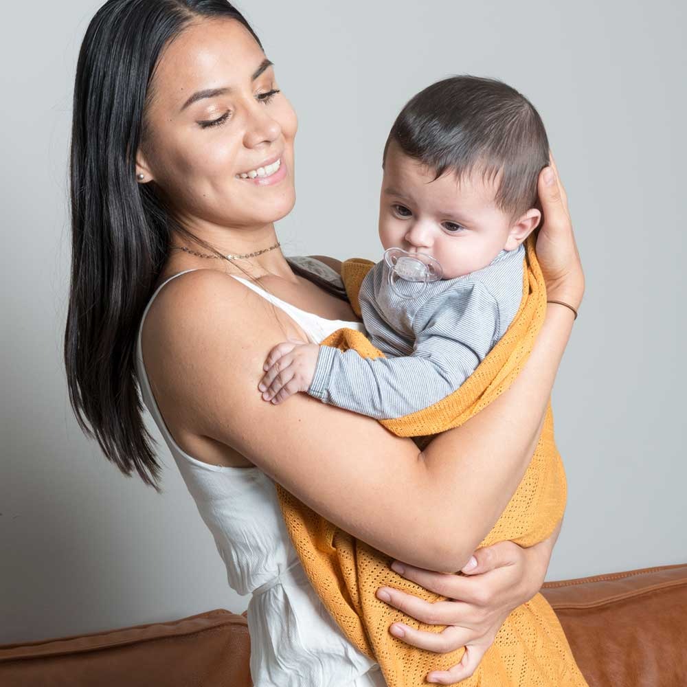Manta de Hilo Fino Suave Para Bebés Multifuncional Mostaza