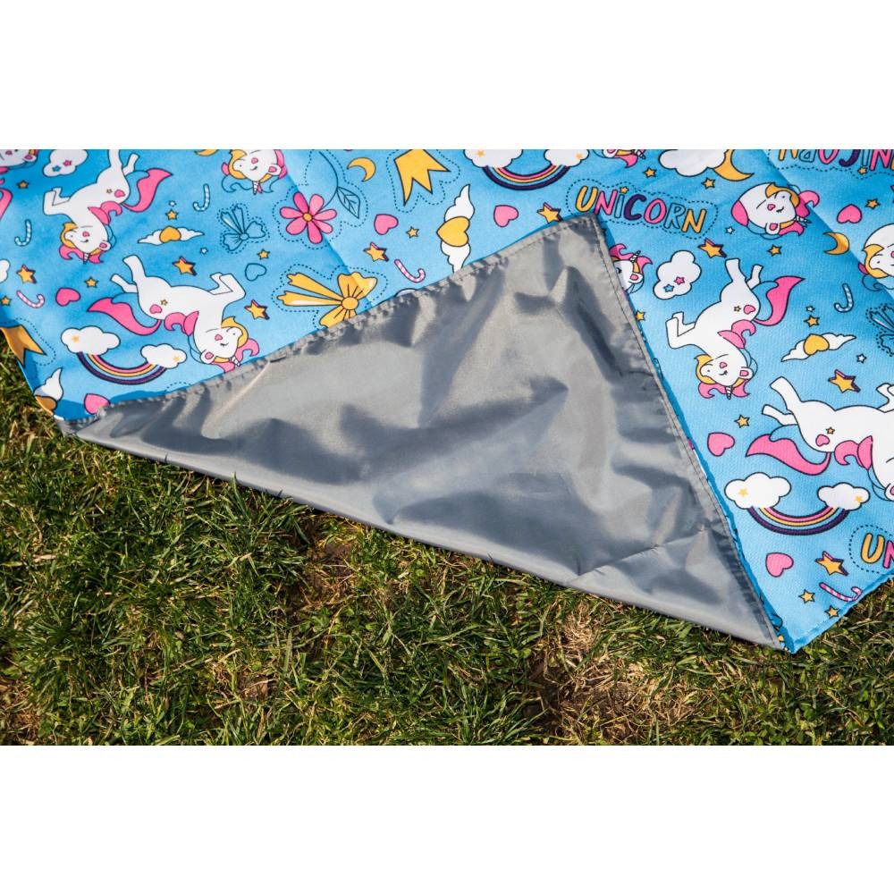 Manta Picnic y Playa Impermeable Infantil Unicornio Azul
